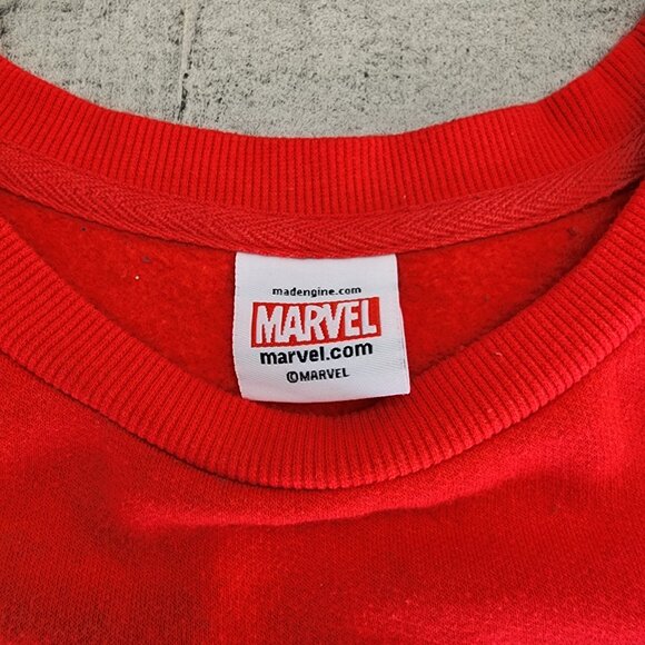 Marvel Comic Fill Logo Pullover Sweatshirt Crewneck Womens size XL in Red - Picture 6 of 14